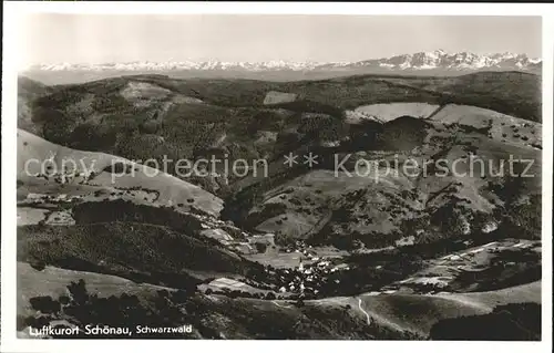 Schoenau Schwarzwald mit Alpenkette Kat. Schoenau im Schwarzwald