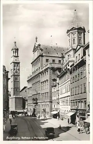 Augsburg Rathaus und Perlachturm Autos Kat. Augsburg