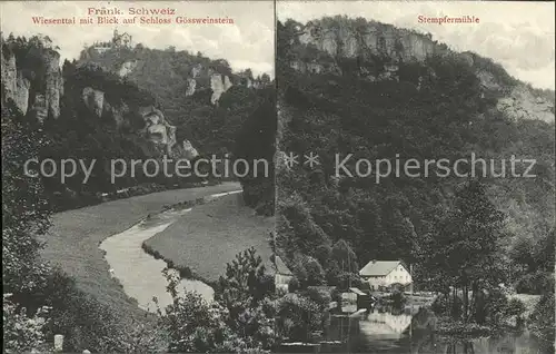 Wiesenttal mit Schloss Goessweinstein Stempfermuehle Kat. Wiesenttal