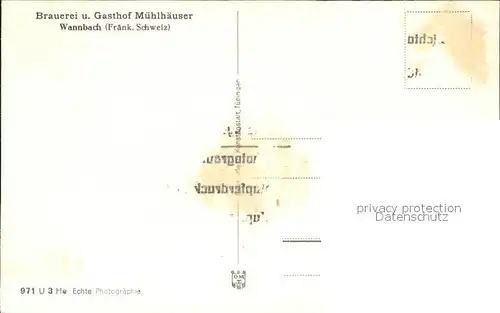 Wannbach Brauerei und Gashot Muehlhaeuser Kat. Pretzfeld