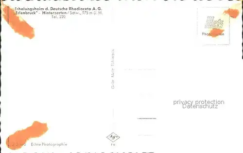 Hinterzarten Erholungsheim der Deutschen Rhadiaceta A.G. Kat. Hinterzarten