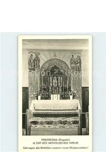 Pontresina Altar der Katholischen Kirche  Kat. Pontresina