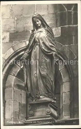 Freiburg Breisgau Muenster Madonna am Seitenportal Kat. Freiburg im Breisgau