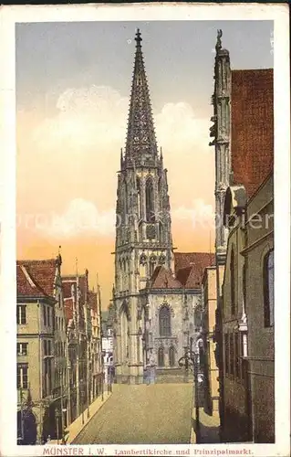 Muenster Westfalen Lambertikirche und Prinzipalmarkt Kat. Muenster