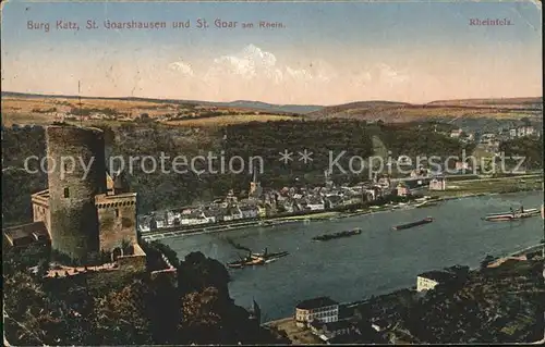 St Goarshausen und St. Goar Burg Katz Rheinpartie Kat. Sankt Goarshausen