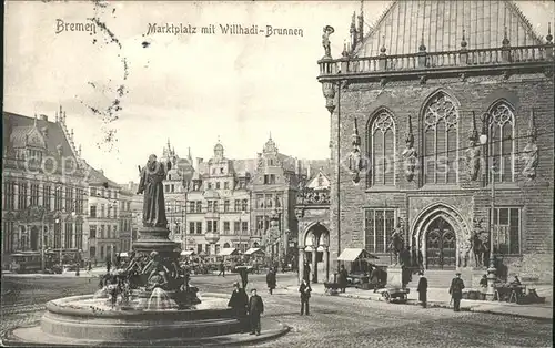 Bremen Marktplatz mit Willhadi Brunnen Kat. Bremen