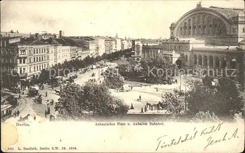 Berlin Askanischer Platz Anhalter Bahnhof Pferdekutschen Auto Kat. Berlin