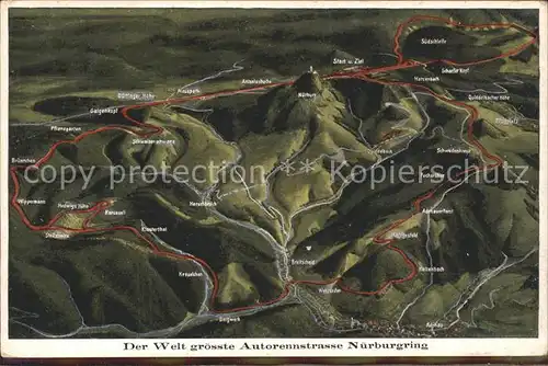 Adenau Nuerburgring Autorennstrecke Panoramakarte Kat. Adenau