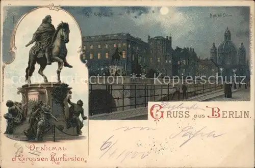 Berlin Neues Dom Denkmal d. Grossen Kurfuersten Litho Kat. Berlin