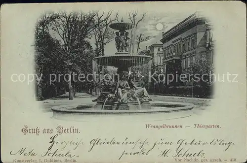 Berlin Wrangelbrunnen Thiergarten bei Mondschein Kat. Berlin