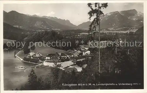 Koenigsee Berchtesgaden Landungsstelle und Untersberg Kat. Berchtesgaden