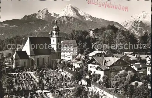 Berchtesgaden Franziskanerkirche mit Watzmann Kat. Berchtesgaden