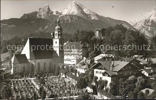 Berchtesgaden Franziskanerkirche mit Watzmann Kat. Berchtesgaden
