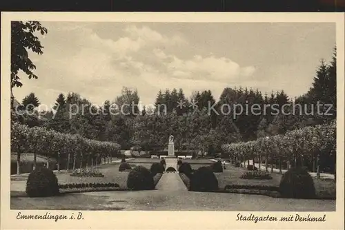 Emmendingen Stadtgarten mit Denkmal Kat. Emmendingen