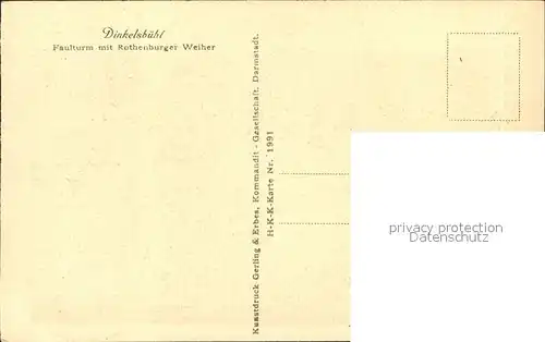 Dinkelsbuehl Faulturm mit Rothenburger Weiher Kat. Dinkelsbuehl