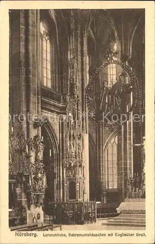 Nuernberg Lorenzkirche Sakramentshaeuschen mit Englischer Gruss Kat. Nuernberg