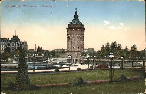 Mannheim Wasserturm mit Anlagen Kat. Mannheim