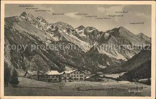 Birgsau Teilansicht mit Alpenpanorama Kat. Oberstdorf