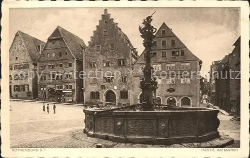 Rothenburg Tauber Marktplatz mit Brunnen Kat. Rothenburg ob der Tauber