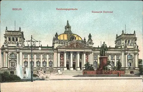 Berlin Reichtagsgebaeude Bismarck Denkmal Kat. Berlin