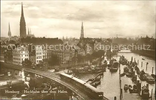 Hamburg Hochbahn ueber dem Hafen Kat. Hamburg