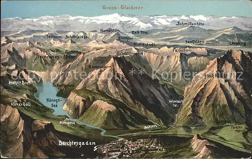 Berchtesgaden mit Koenigsee Gross Glockner Alpenpanorama aus der Vogelschau Kat. Berchtesgaden