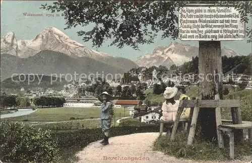 Berchtesgaden Ruhebank Watzmannblick Kat. Berchtesgaden