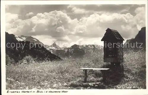 Berchtesgaden Einsames Marterl mit Blick ins Steinerne Meer Kat. Berchtesgaden