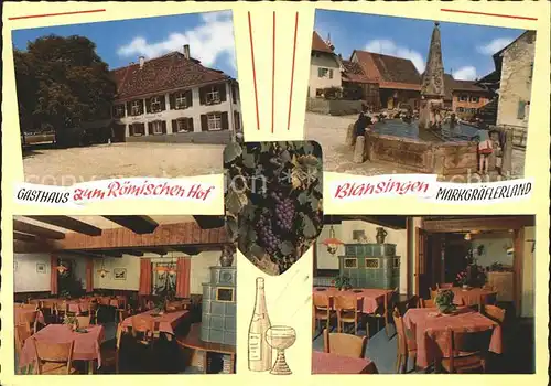 Blansingen Gasthaus zum Roemischen Hof Gastraeume Brunnen Kat. Efringen Kirchen