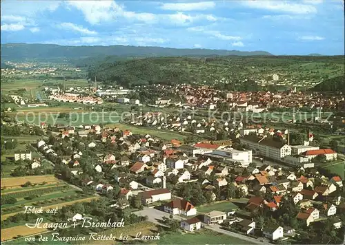 Haagen Loerrach und Brombach Blick von der Burgruine Roetteln Kat. Loerrach