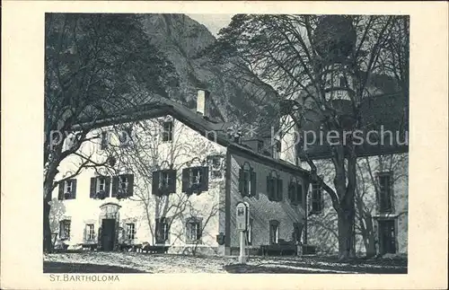 Koenigsee Berchtesgaden Forsthaus und Kirche St Bartholomae Kat. Berchtesgaden