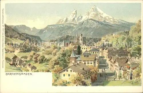 Berchtesgaden Dorfpartie mit Watzmann Kat. Berchtesgaden