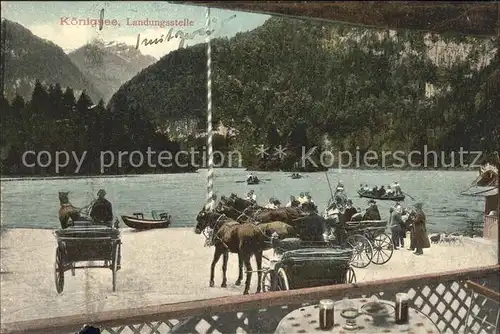 Koenigsee Berchtesgaden Landungsstelle Bootspartie Pferdekutschen Kat. Berchtesgaden