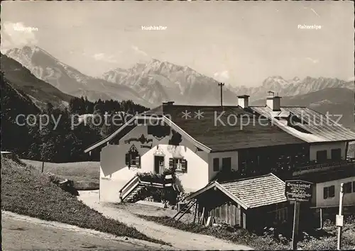 Oberau Berchtesgaden Berggasthof und Pension Dora mit Hochkalter und Reiteralpe Kat. Berchtesgaden