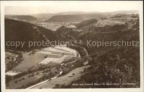 Dhaun Blick vom Schloss Dhaun in Kellenbach und Nahetal Kat. Hochstetten Dhaun