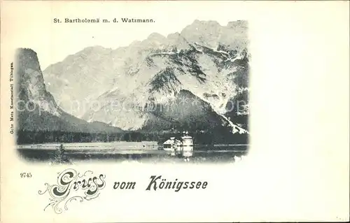 Koenigsee Berchtesgaden mit St Bartholomae und Watzmann Kat. Berchtesgaden