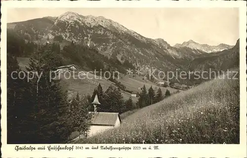 Oberstdorf Alpengasthaus Gaisalpe mit Ruebihorn und Nebelhorngruppe Kat. Oberstdorf