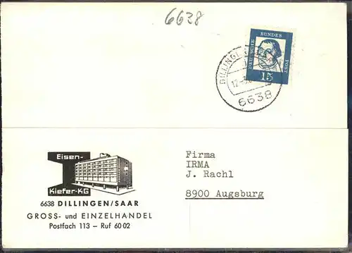 Dillingen Saar Fa. Eisen Kiefer KG Bestellkarte Kat. Dillingen