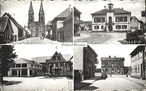 Biblis Strassenansicht Kirche Kaufhaus  Kat. Biblis