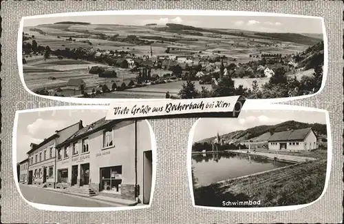 Becherbach Kirn Gasthaus Eisenhandlung Schlarb Schwimmbad  Kat. Becherbach bei Kirn