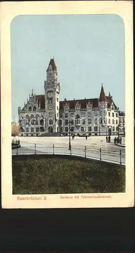 Saarbruecken Rathaus mit Telemachusbrunnen Kat. Saarbruecken