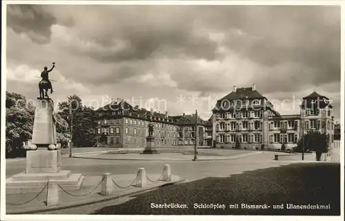 Saarbruecken Schlossplatz mit Bismarck  und Ulanendenkmal Kat. Saarbruecken
