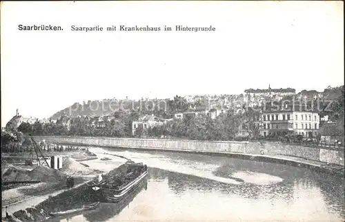 Saarbruecken Saarpartie mit Krankenhaus  Kat. Saarbruecken