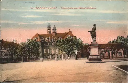 Saarbruecken Schlossplatz mit Bismarckdenkmal Kat. Saarbruecken