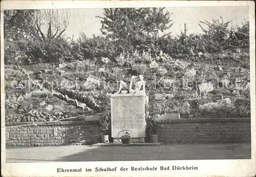 Bad Duerkheim Ehrenmal im Schulhof der Realschule Kat. Bad Duerkheim