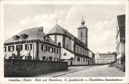Rodalben Blick Pfaffhaus St. Josefskirche Elisabethen Krankenhaus  Kat. Rodalben