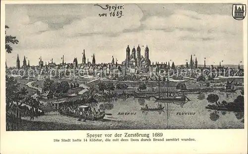 Speyer Rhein vor Zerstoerung Kloster Dom Kat. Speyer