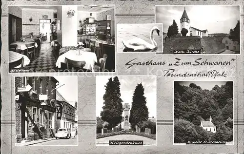 Bundenthal Gasthaus zum Schwanen Gastraum Fladenstein Kriegerdenkmal Kat. Bundenthal