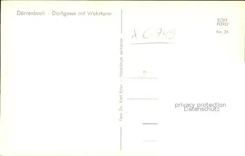 Doerrenbach Pfalz Dorfgasse Wehturm Kat. Doerrenbach