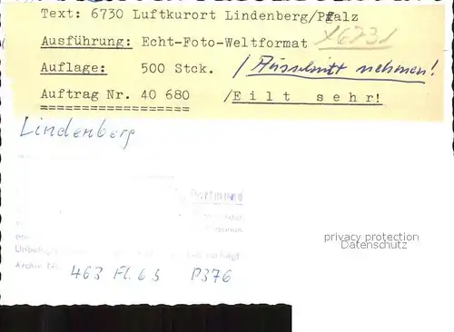 Lindenberg Pfalz Fliegeraufnahme Kat. Lindenberg